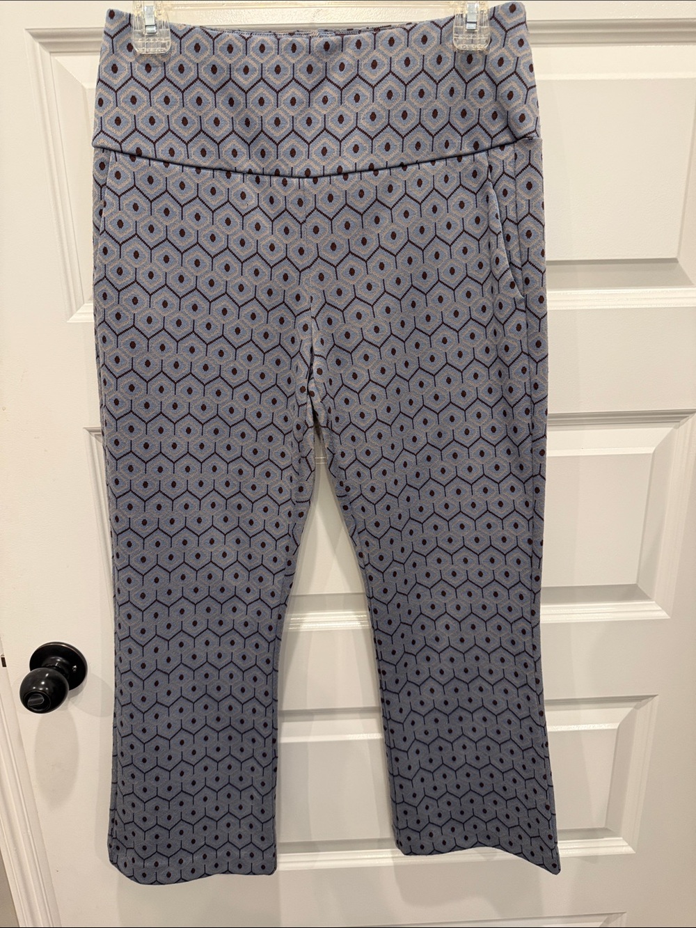 CAbi Blue Geometric Print Cropped Pants